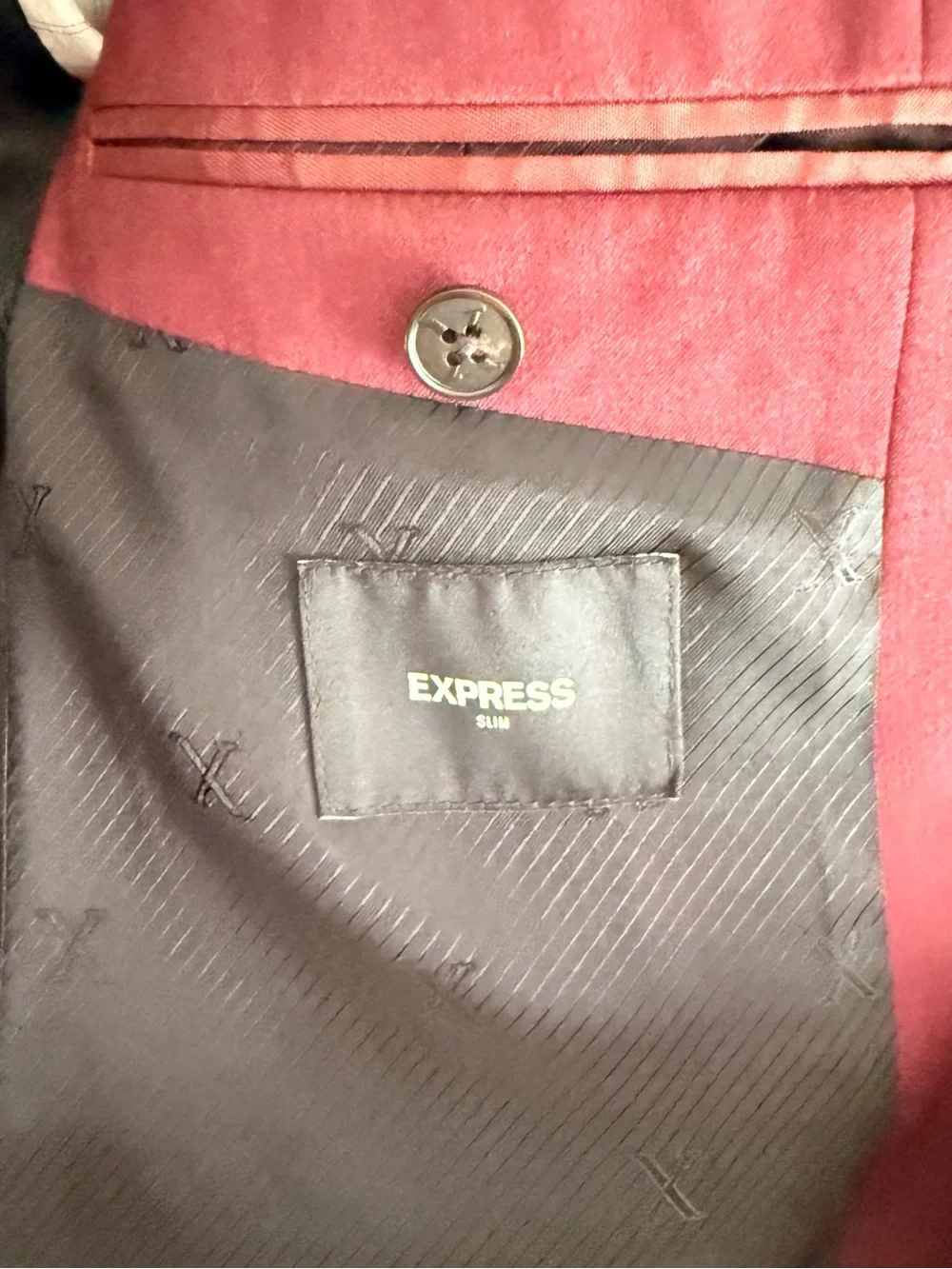 Express Men's Velvet Tuxedo Jacket in Deep Burgundy